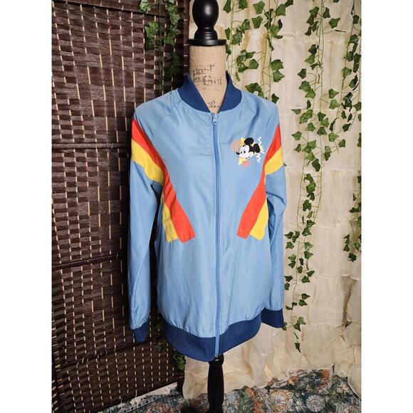 Disney Mickey Mouse Bomber Jacket Blue Graphic Lightweight Y2K Streetwear - Picture 6 of 8